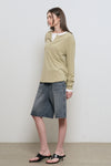 General Idea WOMAN Loose Fit Henley Neck T-Shirt