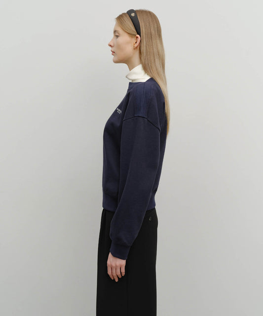 Marithé François Girbaud Women's Boat Neck Oversized Sweatshirt Navy