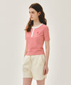 Marithé François Girbaud W STRIPE HENLEY NECK TEE