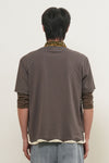 General Idea UNISEX Hand Knit Layered T-Shirt [CHARCOAL]