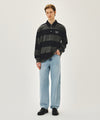 Marithé François Girbaud WASHED DENIM COLLAR LONG SLEEVE TEE blue