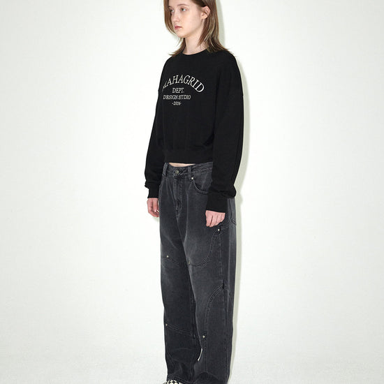 Mahagrid ARCH DEPT CROP SWEATSHIRT [BLACK]
