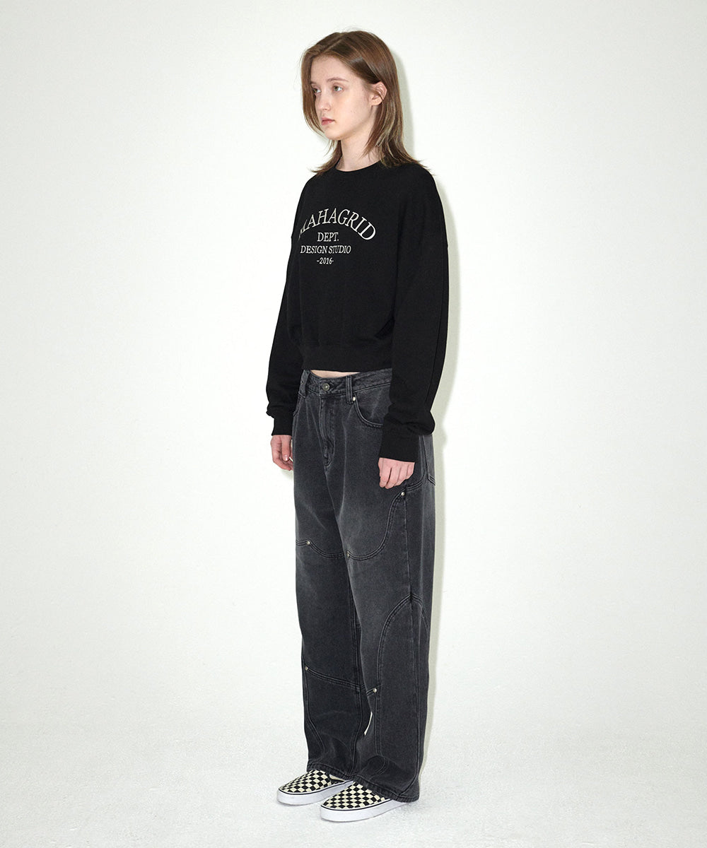 Mahagrid ARCH DEPT CROP SWEATSHIRT [BLACK]