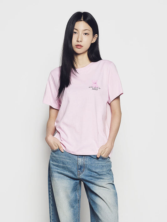 ADLV Woman Fuzzy Bear Short Sleeve T-Shirt