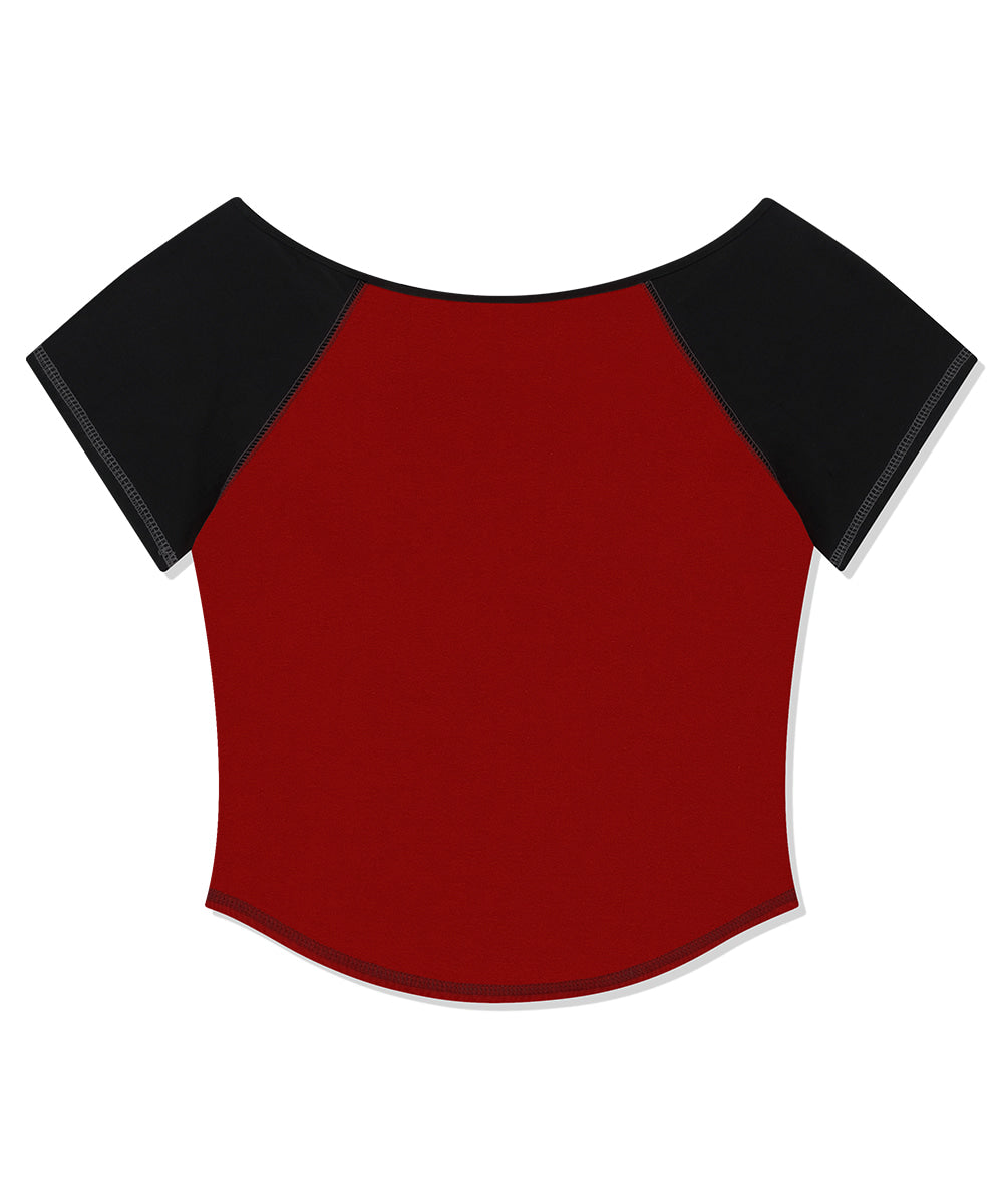 Mahagrid Off Shoulder Raglan Tee
