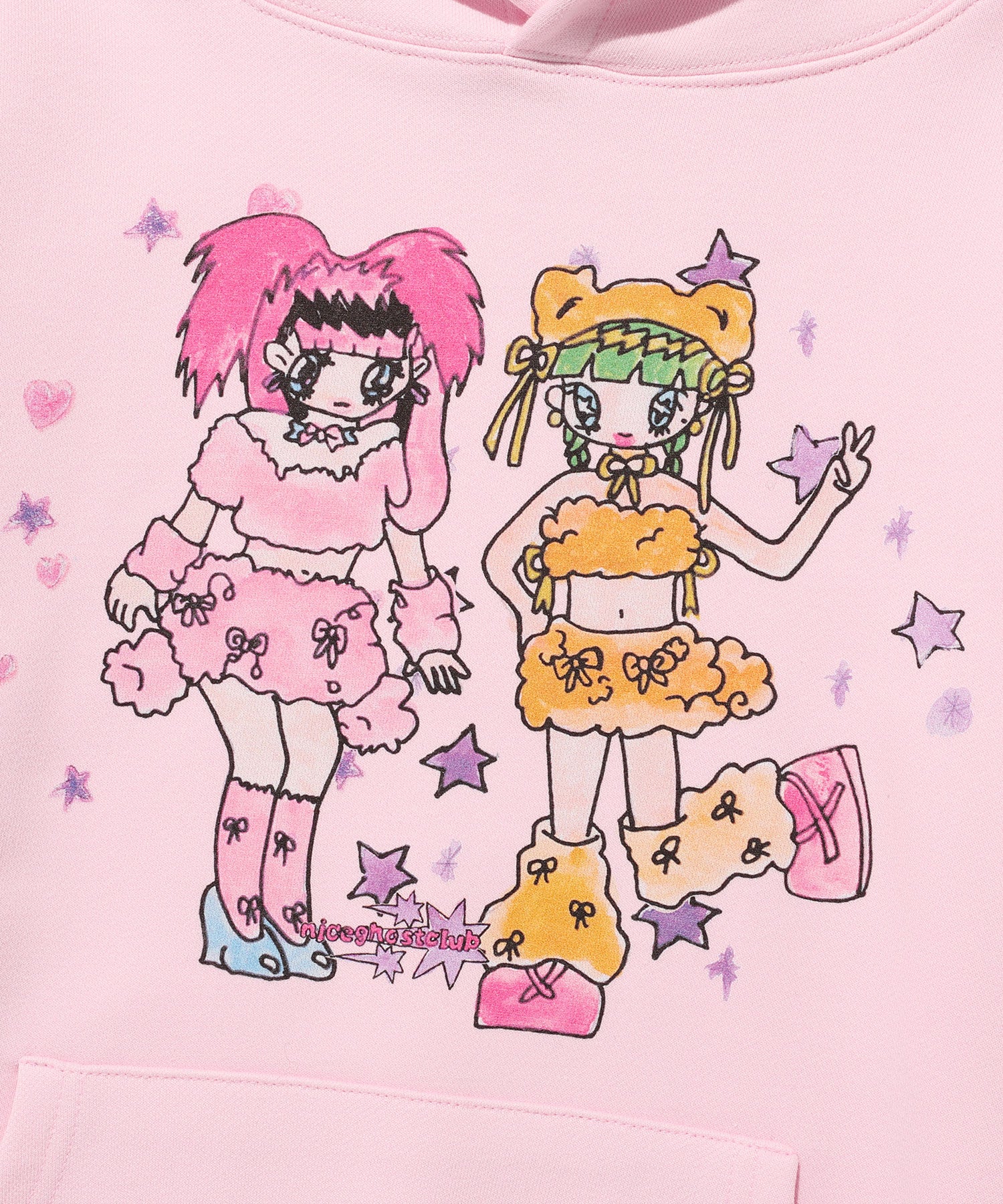 Nice Ghost Club Soul Pussy Cat Ghost Soul Girl Rabbit & Bear Hoodie in Pink
