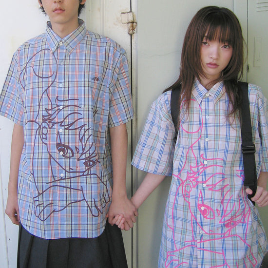Nice Ghost Club Angel Check Big Big Half Shirt