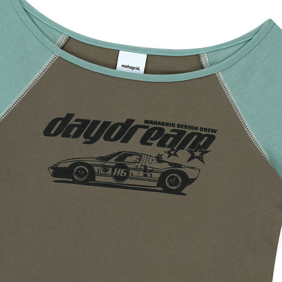 Mahagrid Off Shoulder Raglan Tee