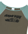 Mahagrid Off Shoulder Raglan Tee