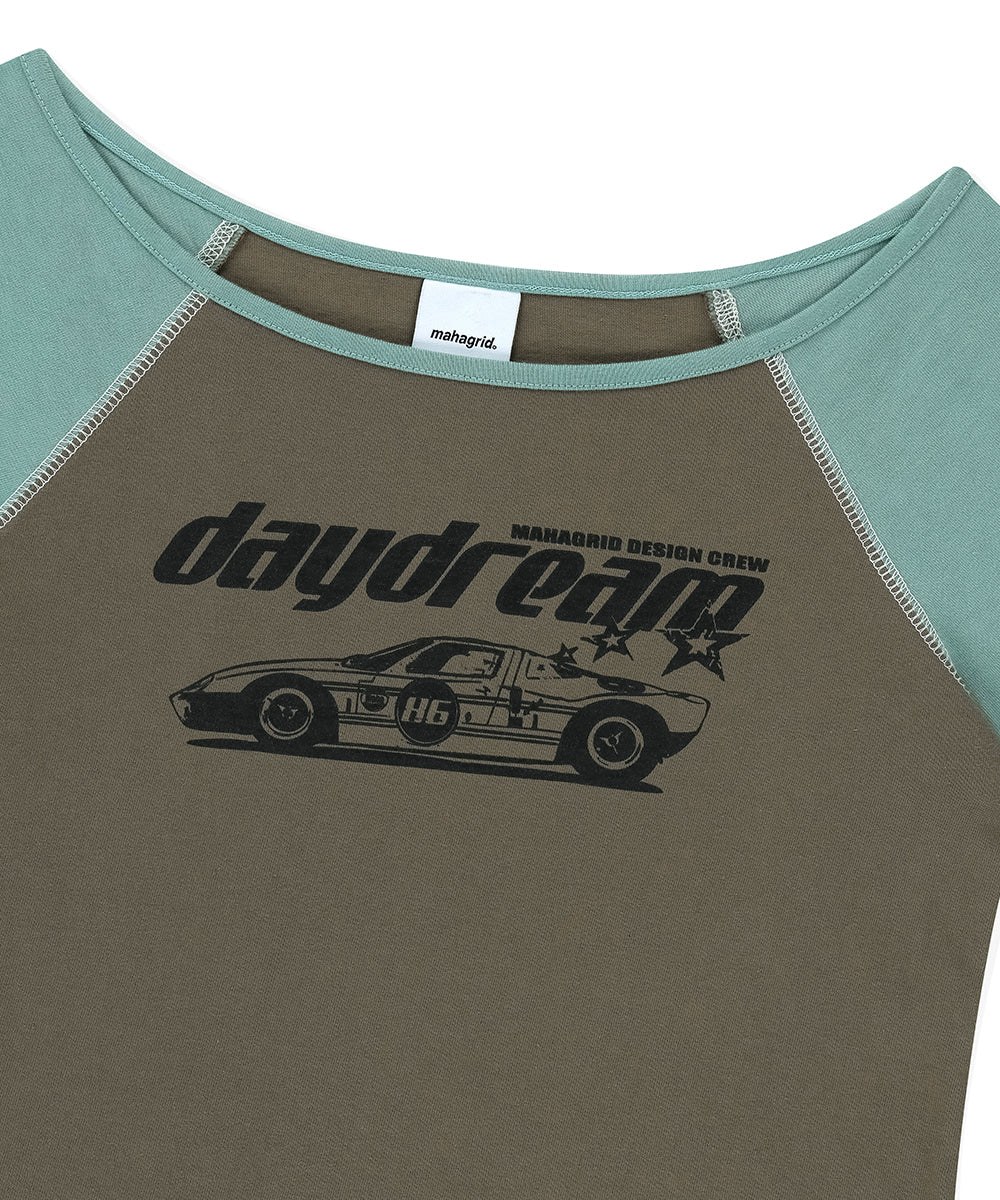 Mahagrid Off Shoulder Raglan Tee