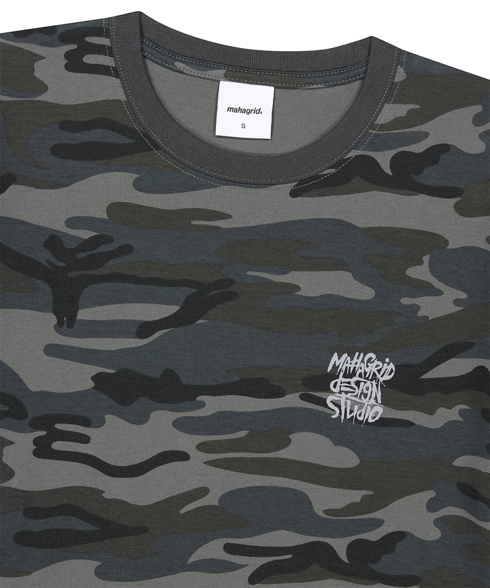 Mahagrid Camo Pattern Slash Logo Tee