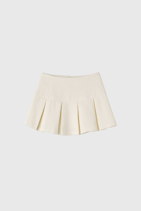 General Idea WOMAN Tweed Pleats Mini Skirt [WHITE]