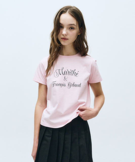 Marithé François Girbaud Women's Cursive Logo Tee Baby Pink