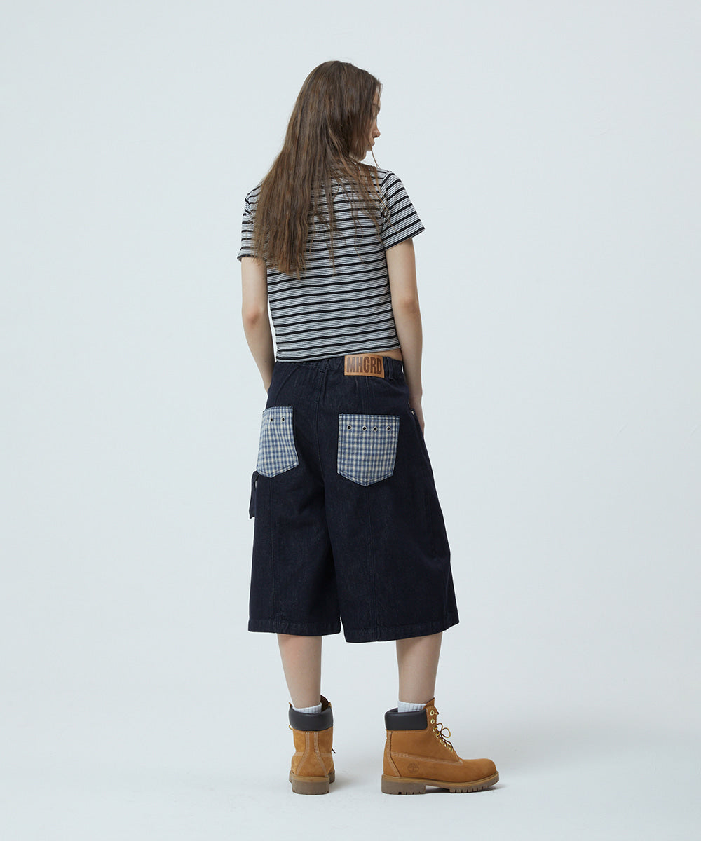 Mahagrid Bermuda Check Pocket Denim Short [Indigo]
