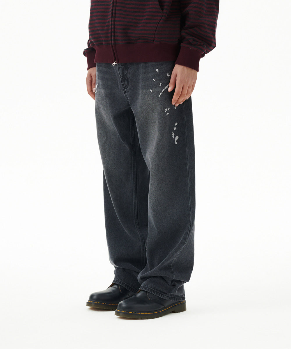 Mahagrid Embroidered Splatter Denim Pant