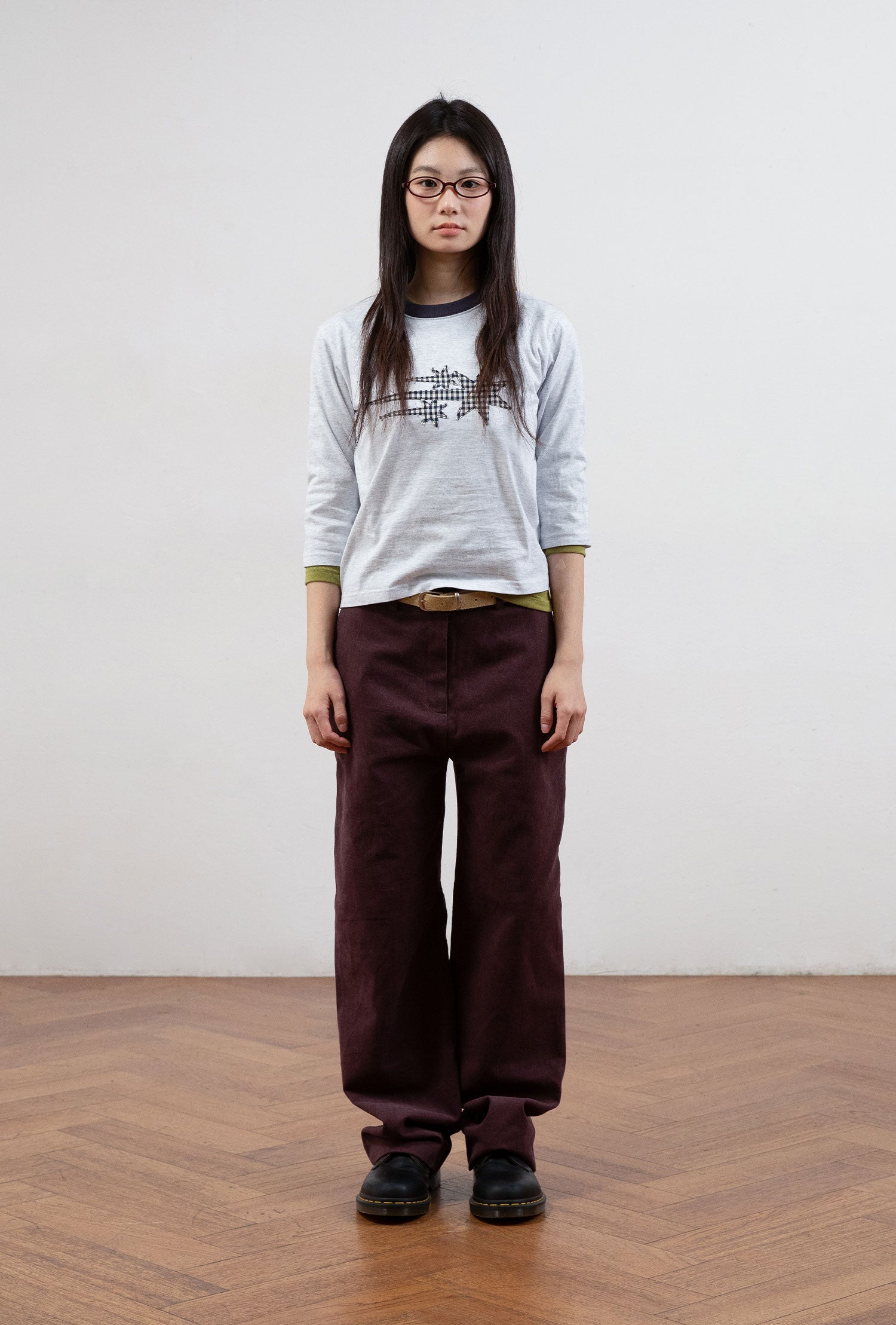 Nice Ghost Club 3star applique 3/4 sleeve tee[light grey]
