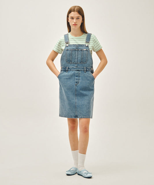 Marithé François Girbaud W DENIM OVERALL MIDI SKIRT blue
