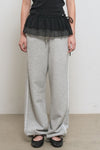 General Idea Women's Lace Trim Sweat Pants [Melange Grey]