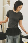 General Idea WOMAN Stripe Crew Neck Half Knit
