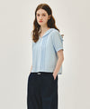 Marithé François Girbaud W PIN TUCK SAILOR HALF SLEEVE SHIRT white