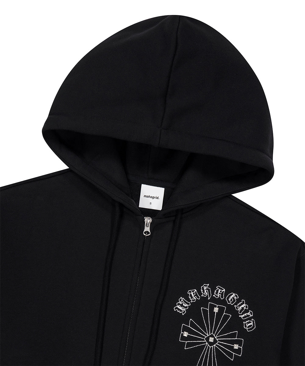 Mahagrid Cross Stud Hood Zip Up