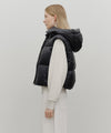 Marithé François Girbaud W Circle Logo Crop Hooded Down Vest Mint Gray