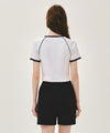 Marithé François Girbaud W AEROCOOL SMALL CLASSIC LOGO RINGER SLIM CROP TEE ivory