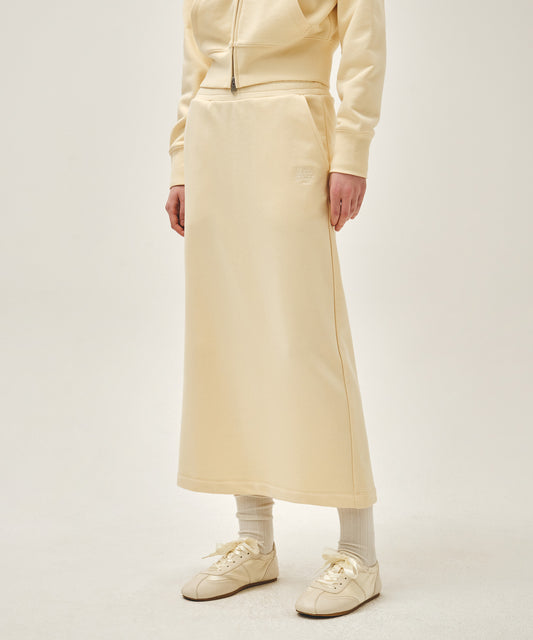 Marithé François Girbaud Women's Classic Logo Sweat Long Skirt in Butter