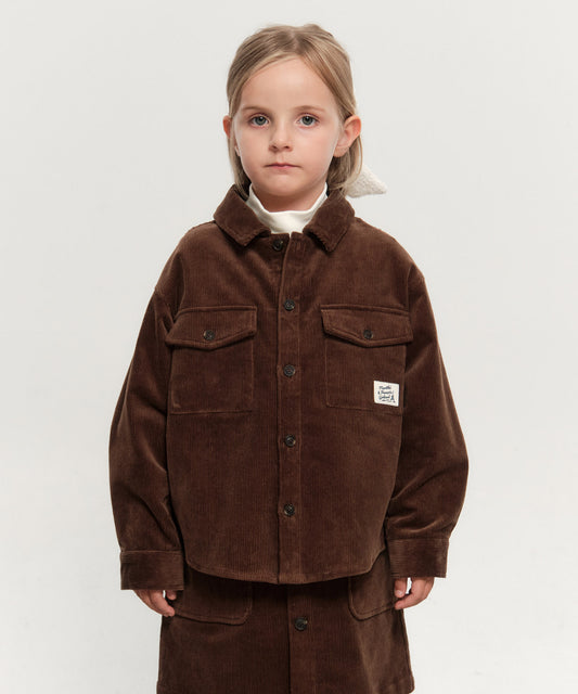Marithé François Girbaud Kids Eiffel Label Corduroy Shirt Jacket Brown