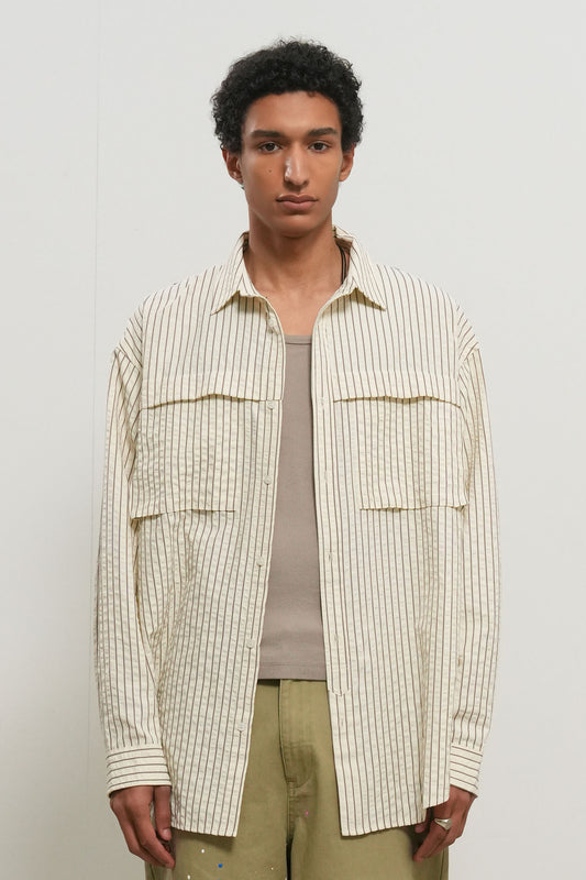 General Idea UNISEX Loose Fit Stripe Pocket Shirt