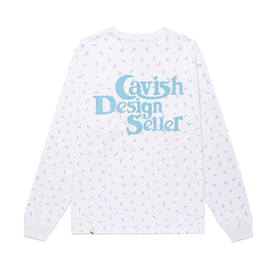 Cavish Flower Seller Logo Long Sleeve Tee White