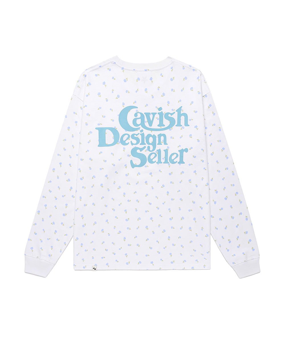 Cavish Flower Seller Logo Long Sleeve Tee White