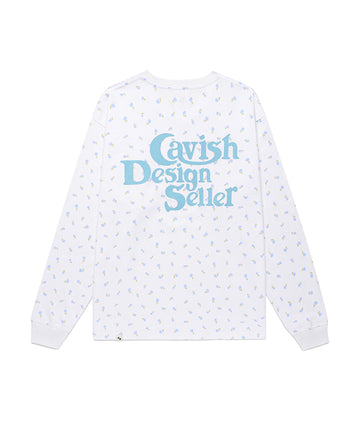 Cavish Flower Seller Logo Long Sleeve Tee White