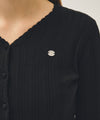 Marithé François Girbaud W V-NECK CROCHET KNIT CARDIGAN black
