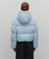 Marithé François Girbaud Women's Regular Logo Hooded Crop Down Jacket Light Blue