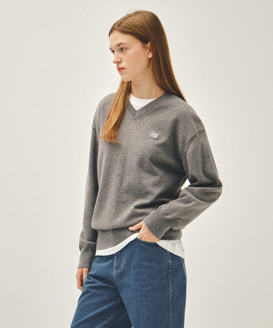 Marithé François Girbaud V-Neck Knit Pullover Heather Gray