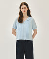 Marithé François Girbaud W PIN TUCK SAILOR HALF SLEEVE SHIRT white