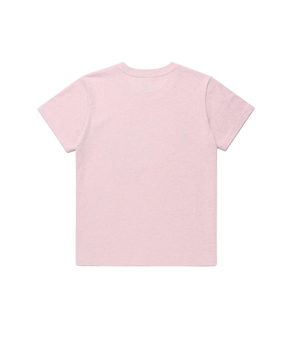 Cavish Women's Twin Heart Applique Short Sleeve T-Shirt [Pink]