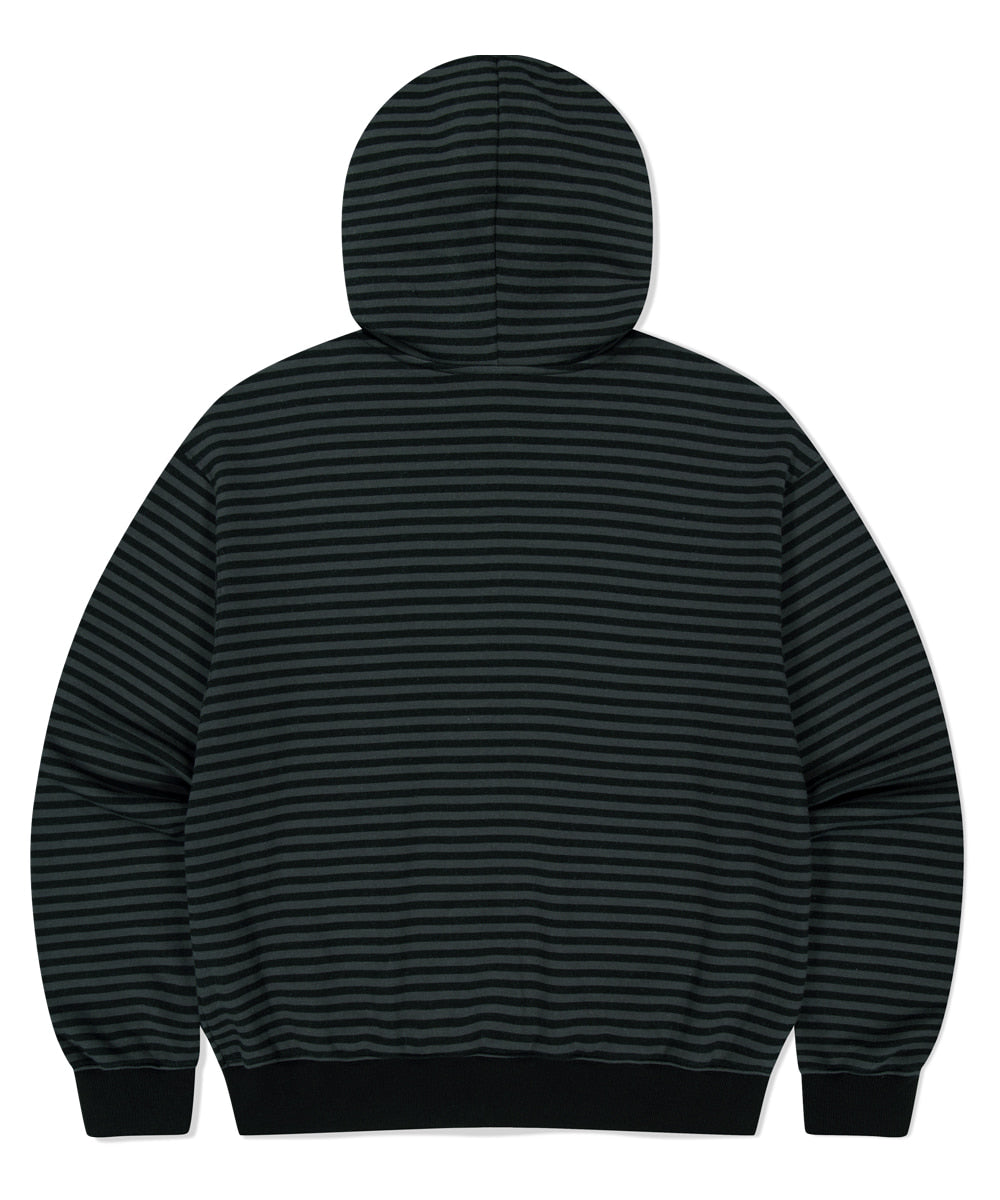 Mahagrid Empty Stripe Zip Up Hoodie Black