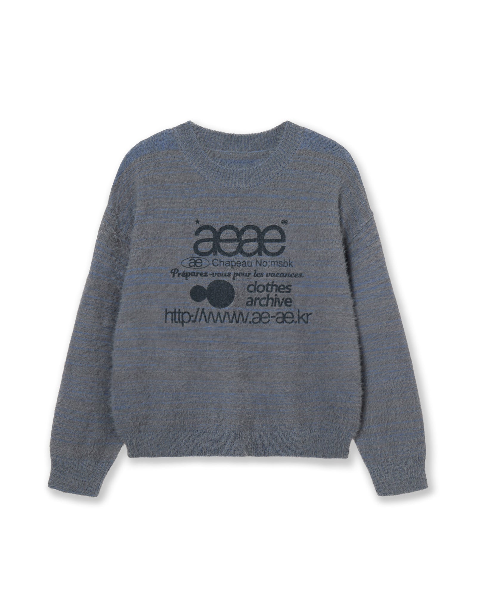 AEAE Web Logo Crop Hairy Knit in Smoky Blue
