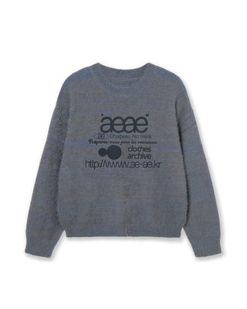 AEAE Web Logo Crop Hairy Knit in Smoky Blue