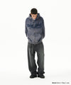 Mahagrid Washed Cut Off Applique Hood Zip Up