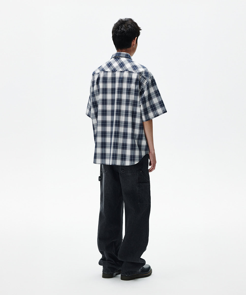 Mahagrid Ombre Check Half Shirt