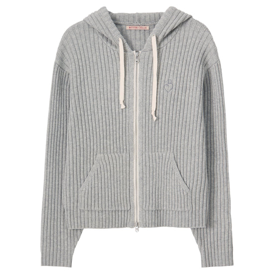 Bitter Cells Essential Ribbed Knit Hood Zip Up
