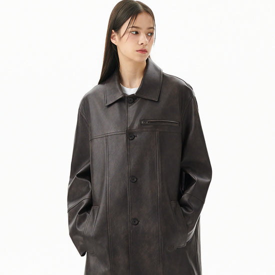 Mahagrid Faux Leather Car Coat