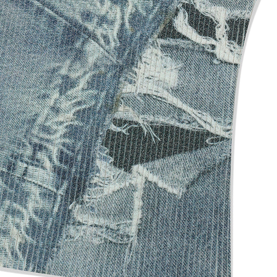 Mahagrid Denim Printed Halter Knit