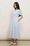General Idea Woman Stripe V-Neck Puff Long Dress