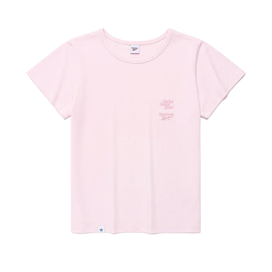 Cavish CAVISH X Reebok W Double Logo Embroidered Short Sleeve Tee [Pink]