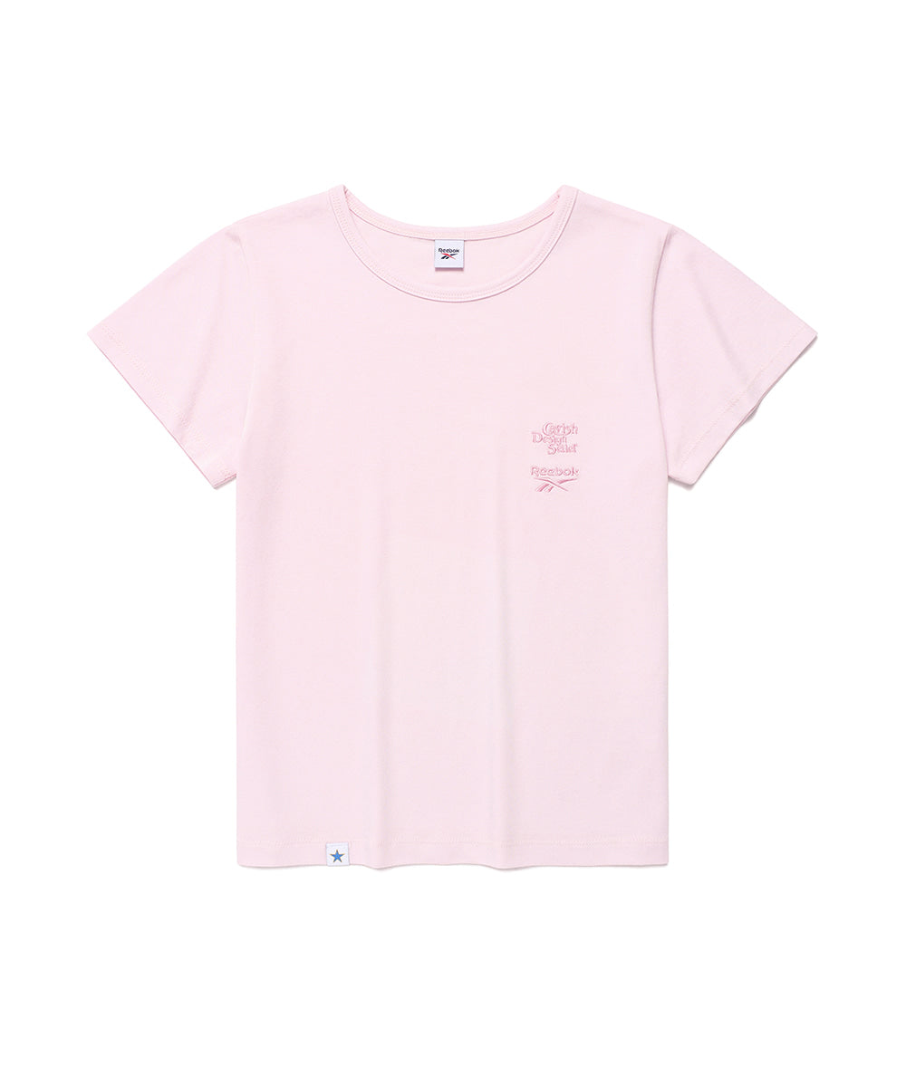 Cavish CAVISH X Reebok W Double Logo Embroidered Short Sleeve Tee [Pink]