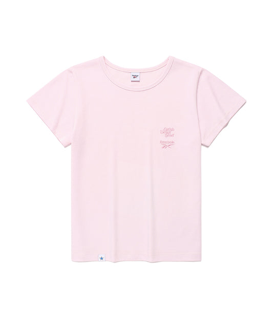 Cavish CAVISH X Reebok W Double Logo Embroidered Short Sleeve Tee [Pink]